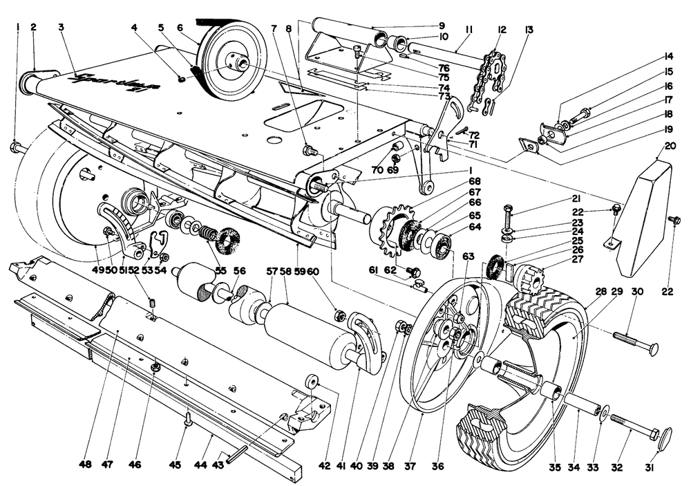 18" Sportlawn Main Frame Assembly Diagram and Parts List for 10323 4000001 - 4999999 Toro Lawn Mower