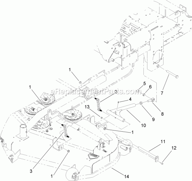 Deck Connection Assembly Diagram and Parts List for 74262TE 260000001-260999999 Toro Lawn Mower