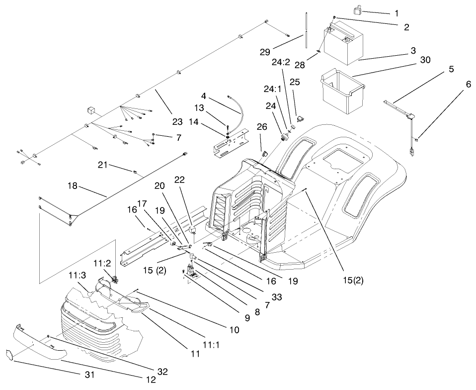 Electrical Assembly Diagram and Parts List for 71218 7900001 - 7999999 Toro Lawn Tractor