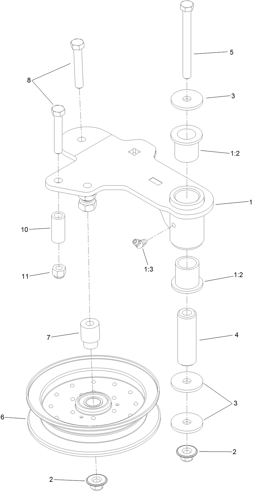 Idler Assembly Diagram and Parts List for 74142TE (316000001-316999999)(2016) Toro Lawn Mower