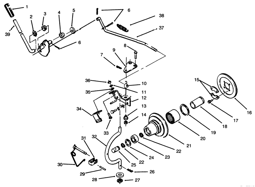 Pto Clutch & Control Diagram and Parts List for 73501 59002869 - 59002946 Toro Lawn Tractor
