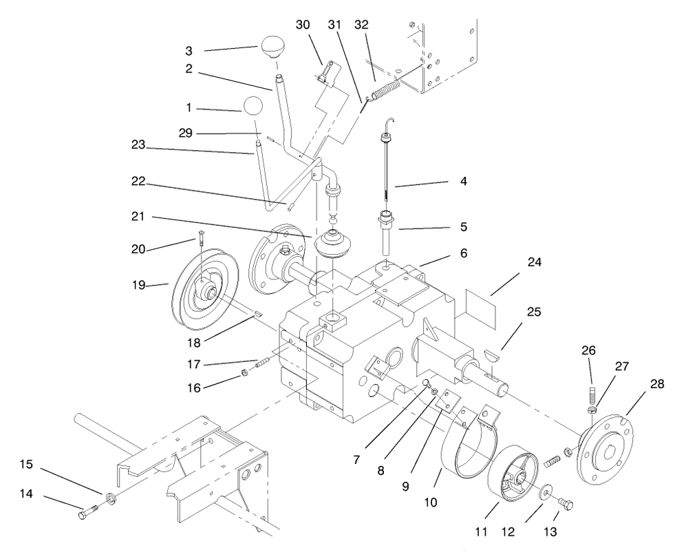 Transaxle Assembly Diagram and Parts List for 73428 8900001 - 8900499 Toro Lawn Tractor