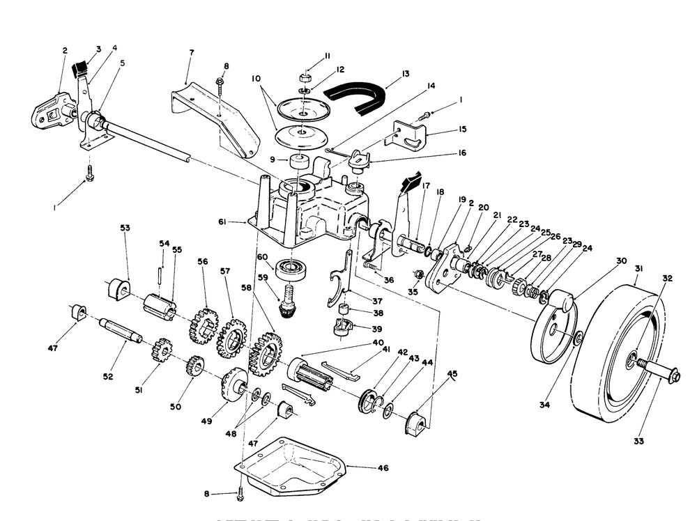 Gear Case Assembly Diagram and Parts List for 26680WG 0000001 - 0999999 Toro Lawn Mower