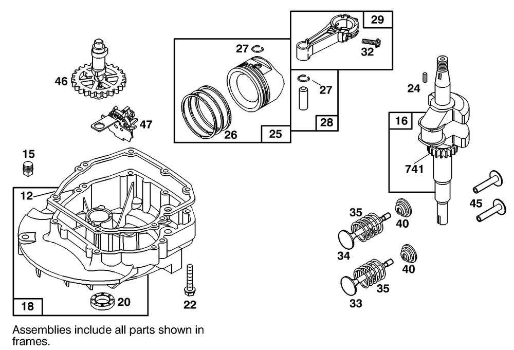 Crankshaft Assembly Briggs And Stratton 127802-0640-01 Diagram and Parts List for 20444 5900001 - 5999999 Toro Lawn Mower