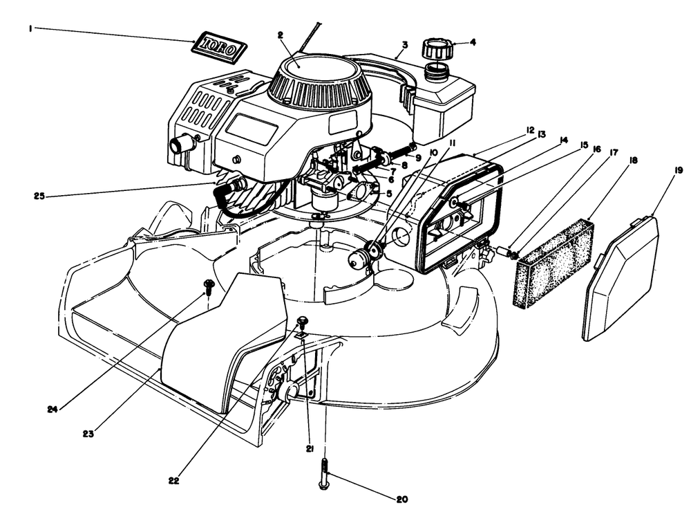 Engine Assembly Diagram and Parts List for 16212C 8000001 - 8999999 Toro Lawn Mower