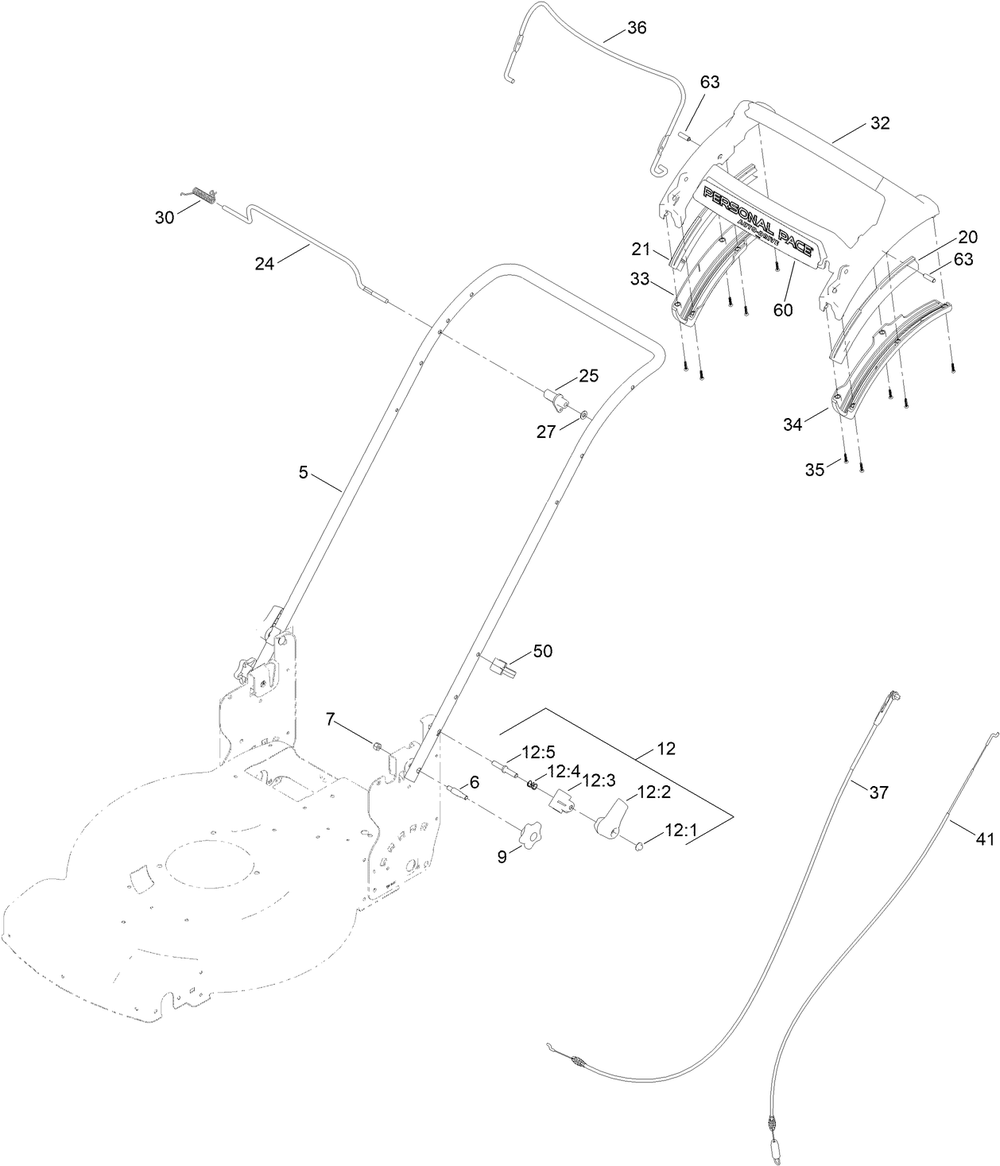 Handle Assembly Diagram and Parts List for 21466T 411700000 - 411873607 Toro Lawn Mower