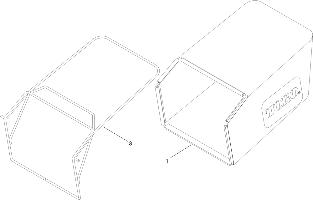 Grass Bag Assembly Diagram and Parts List for 22205TE 400000000-400699999 Toro Lawn Mower
