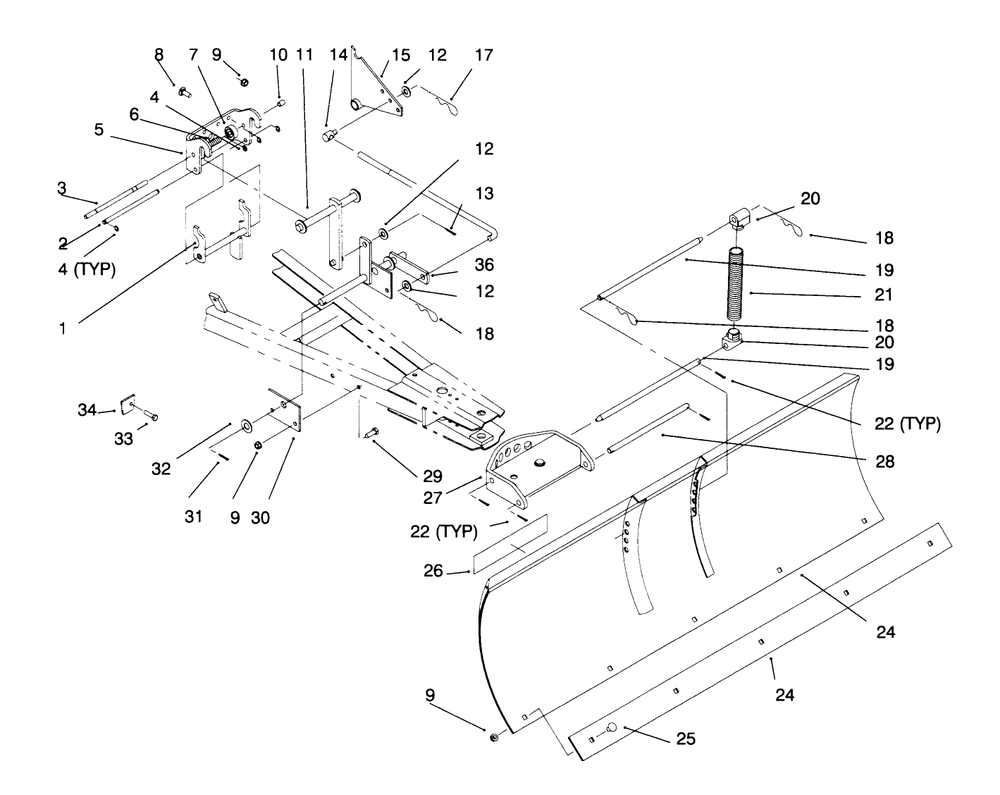 Snow Blade And Front Mounting Hitch Diagram and Parts List for 79252 8900001 - 8999999 Toro Lawn Tractor