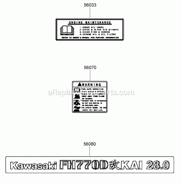 Label Assembly Kawasaki Fh770d-As05 Diagram and Parts List for 74237 270000001-270999999 Toro Lawn Mower