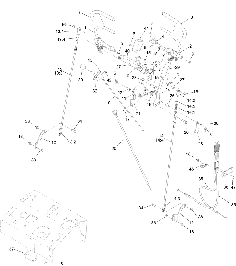 Control Assembly Diagram and Parts List for 68138G 403090254 - 403299999 Toro Lawn Tractor Accessories