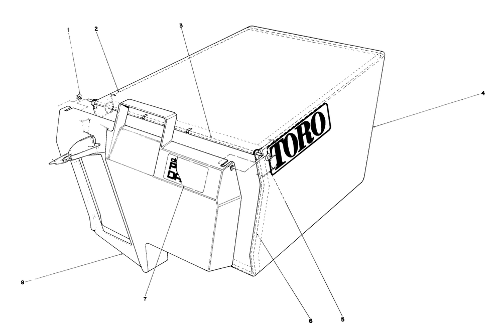 Grass Bag Assembly No. 43-0018 Diagram and Parts List for 20677 0002102 - 0999999 Toro Lawn Mower