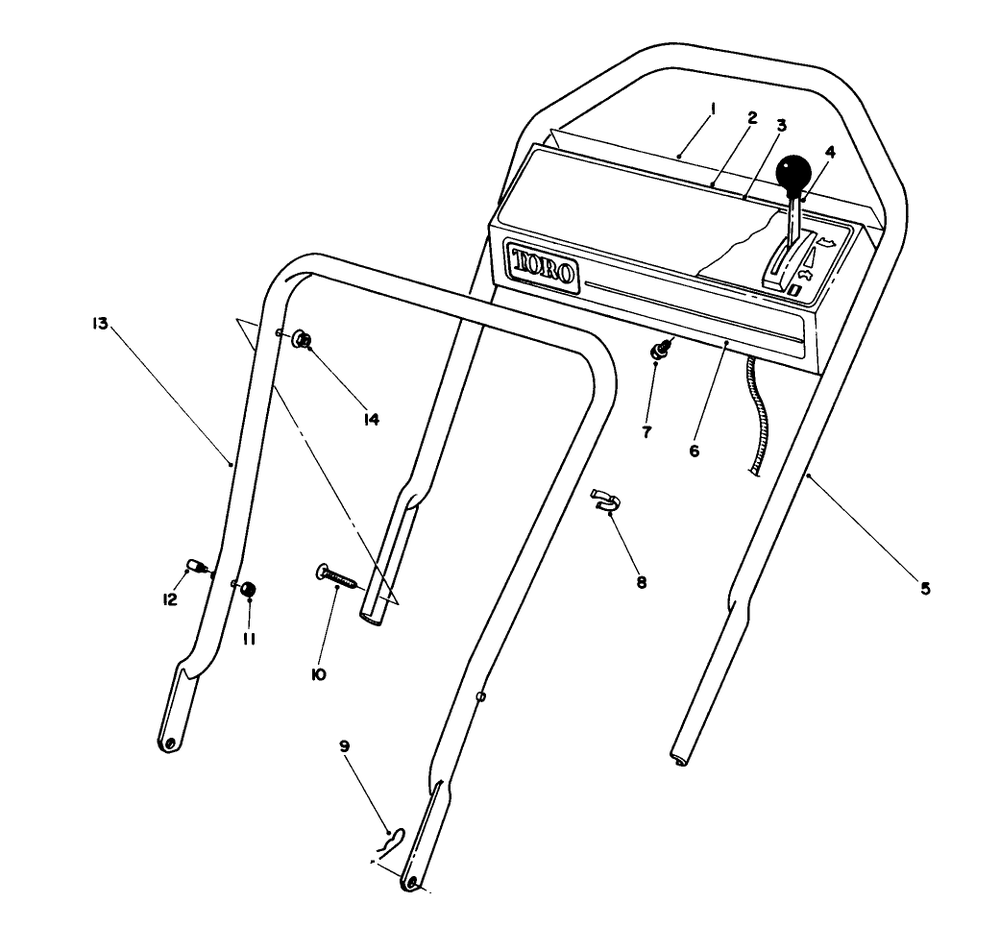 Handle Assembly Diagram and Parts List for 16585C 8000001 - 8999999 Toro Lawn Mower
