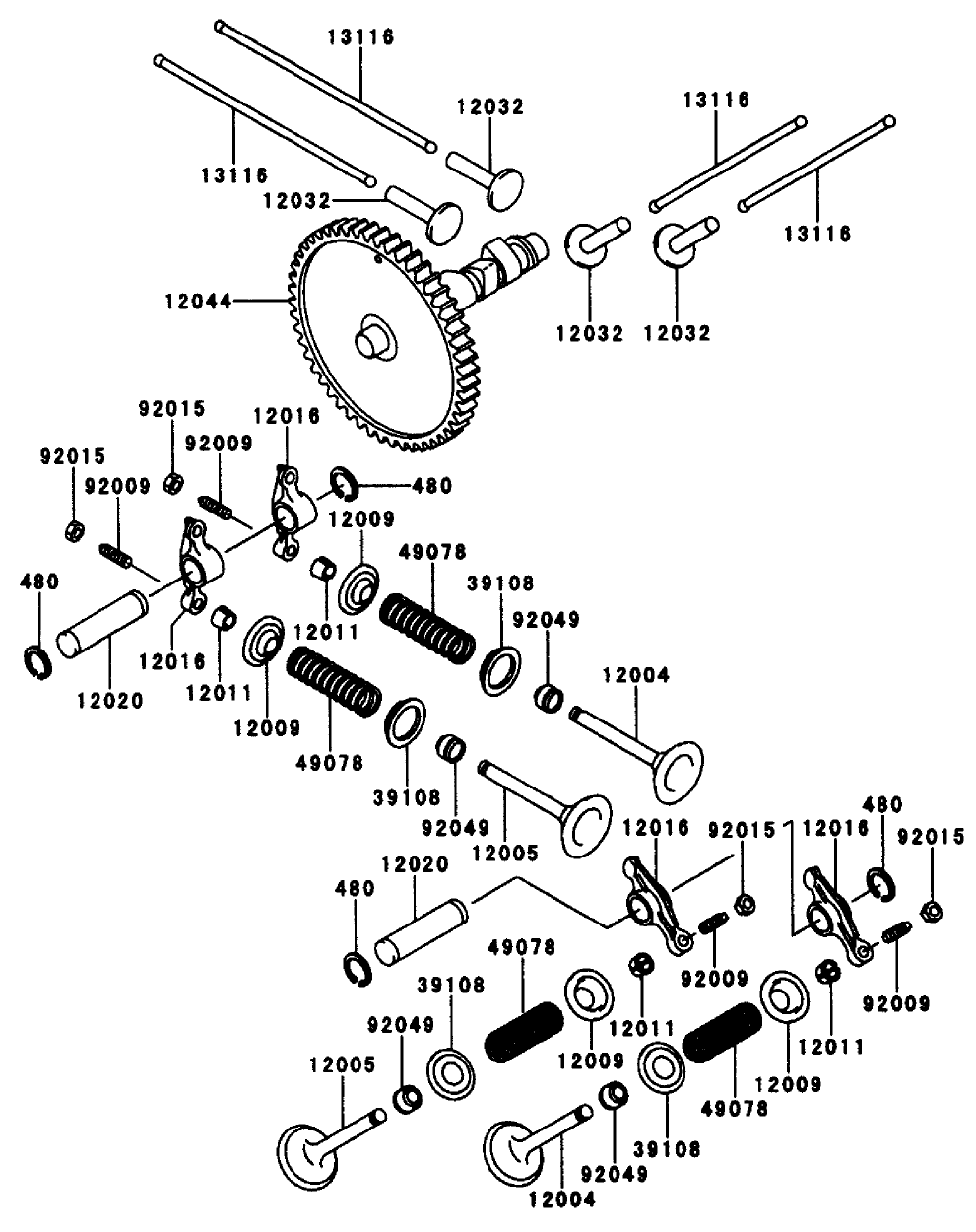 Valve/Camshaft Diagram and Parts List for 74212 (990001-991000)(1999) Toro Lawn Mower
