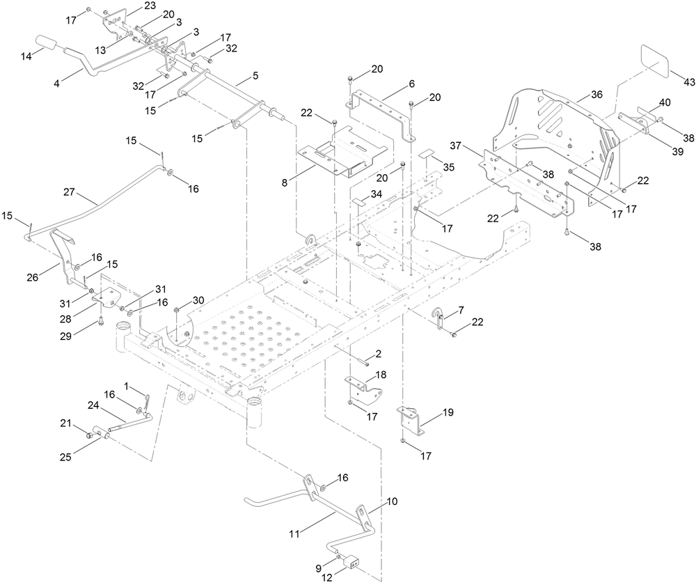 Deck Lift Assembly Diagram and Parts List for 74750 316000001 - 316999999 Toro Lawn Tractor