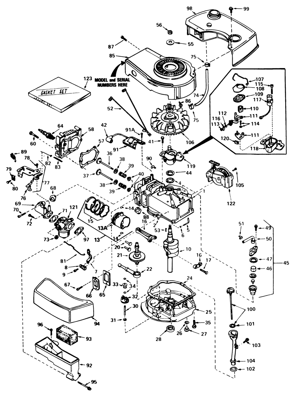Engine Tecumseh Model No. Tnt 100-10078d Diagram and Parts List for 20758 2000001 - 2999999 Toro Lawn Mower