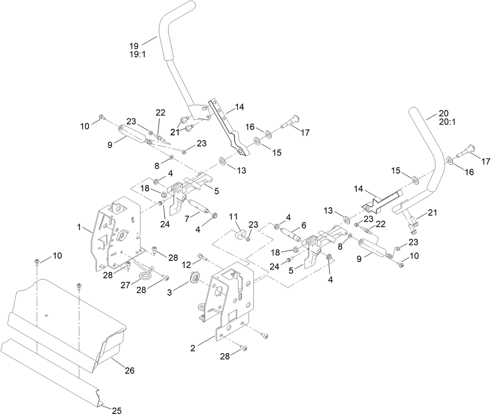 Motion Control Assembly Diagram and Parts List for 75841 400000000 - 416399999 Toro Lawn Tractor