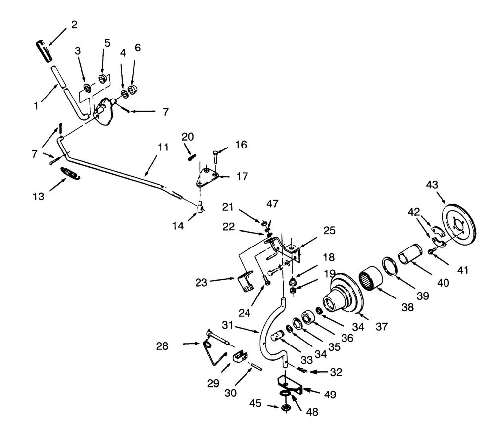 Pto Clutch And Control Diagram and Parts List for 73401 4900001 - 4999999 Toro Lawn Tractor