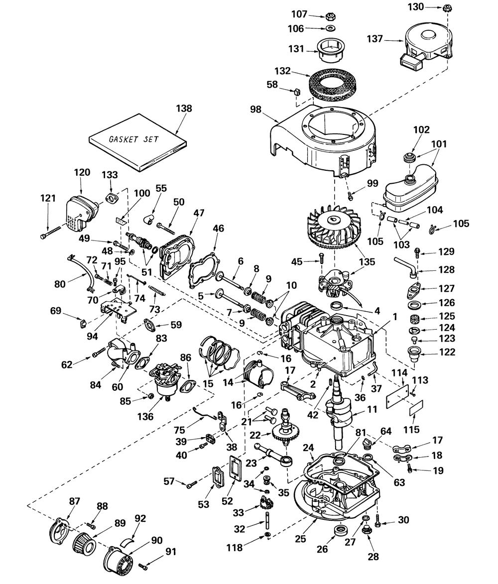 Engine Model No. Lav 50 Type 62001 Tecumseh Products Diagram and Parts List for 62853 3000001 - 3999999 Toro Chipper Shredder