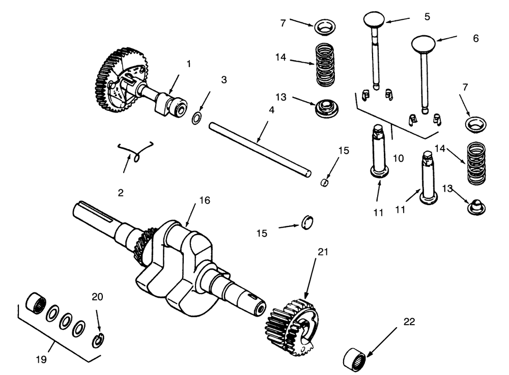 Camshaft, Crankshaft And Valves Diagram and Parts List for 73400 6900001 - 6999999 Toro Lawn Tractor