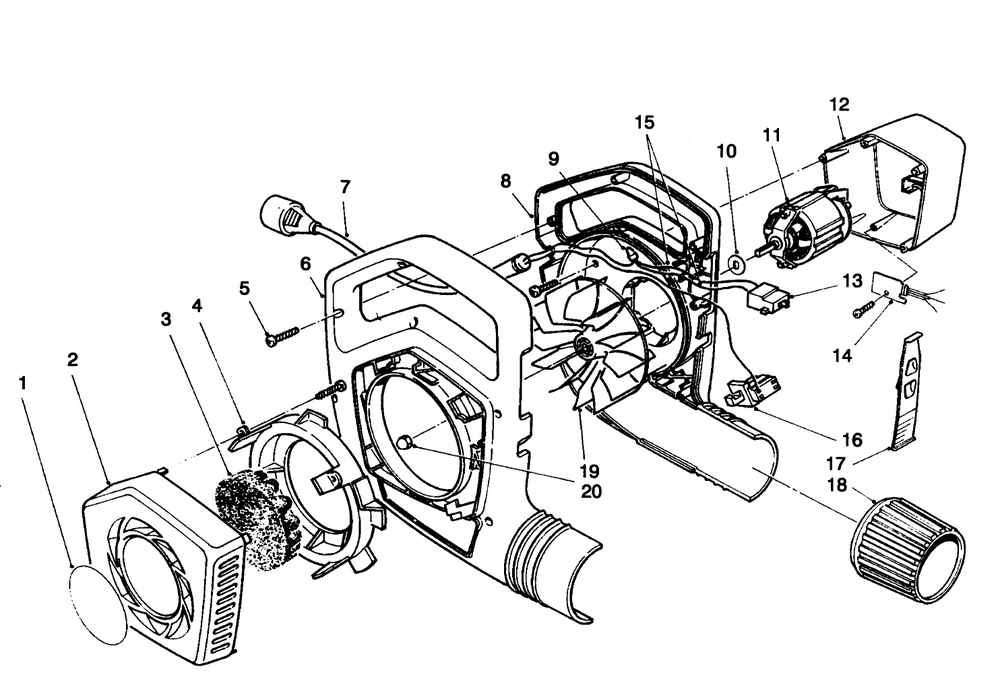 Blower Assembly Diagram and Parts List for 51576 49000001 - 49999999 Toro Leaf Blower / Vacuum