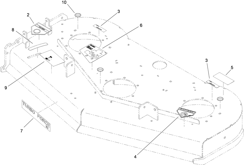Deck Assembly 2 Diagram and Parts List for 74559 (290003001-290999999)(2009) Toro Lawn Mower