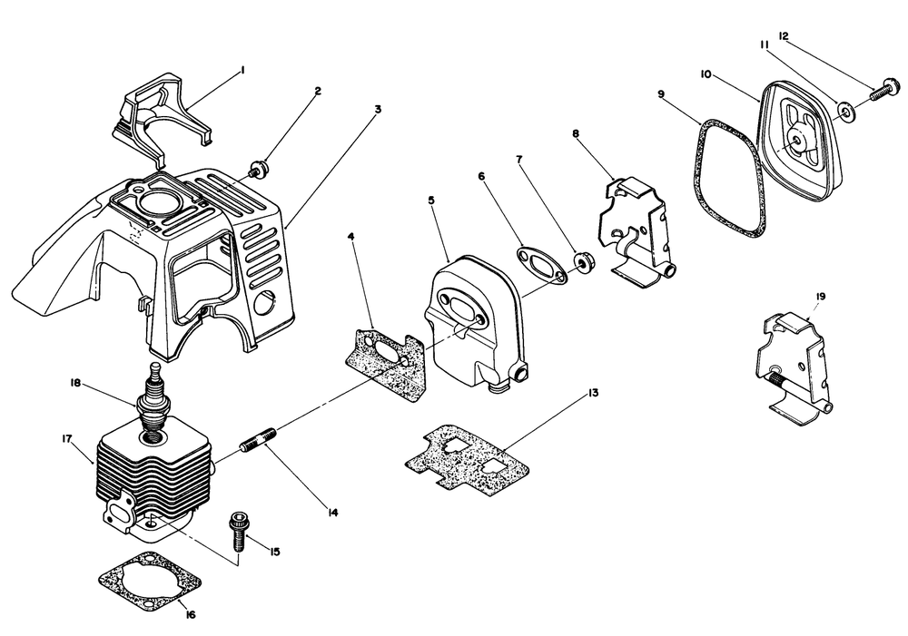 Cylinder & Muffler Assembly Diagram and Parts List for 51642 7000001 - 7999999 Toro Trimmer