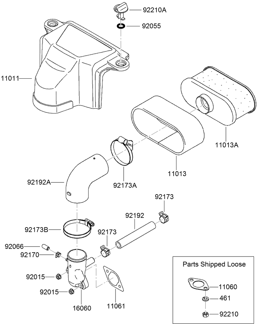 Air Filter And Muffler Assembly Diagram and Parts List for 22973G 400000000 - 401999999 Toro Lawn Tractor Accessories
