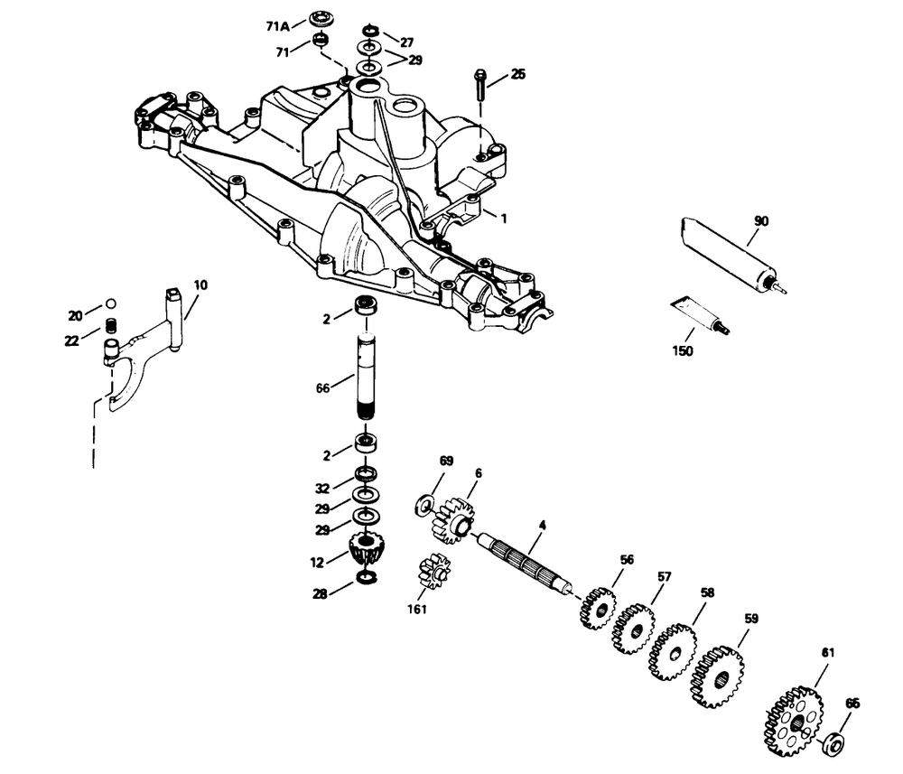 Peerless Transaxle Model No. 915-020 Diagram and Parts List for 71200 5900001 - 5910000 Toro Lawn Tractor