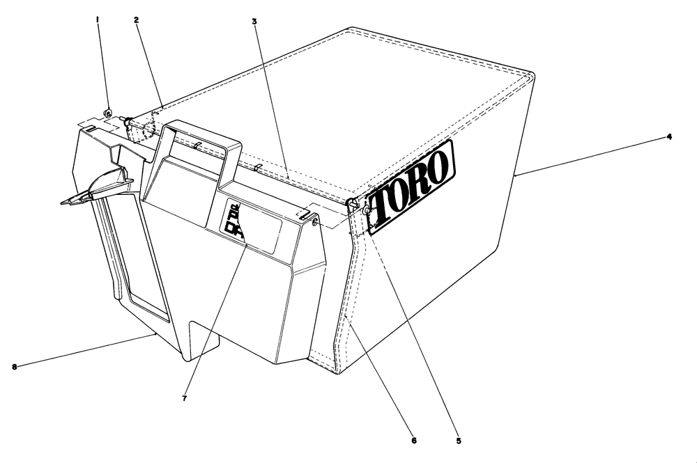 Grass Bag Assembly No. 11-0189 Diagram and Parts List for 20631 8000001 - 8999999 Toro Lawn Mower
