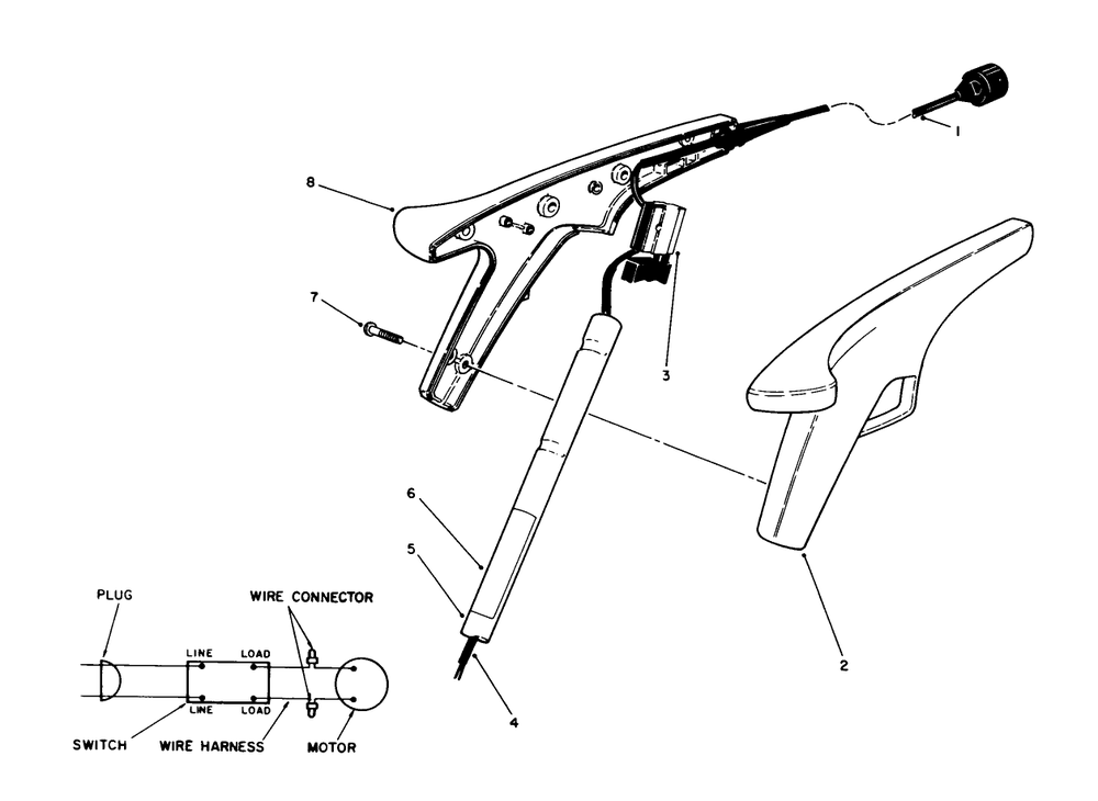 Handle Assembly Diagram and Parts List for 51236 0000001 - 0999999 Toro Trimmer