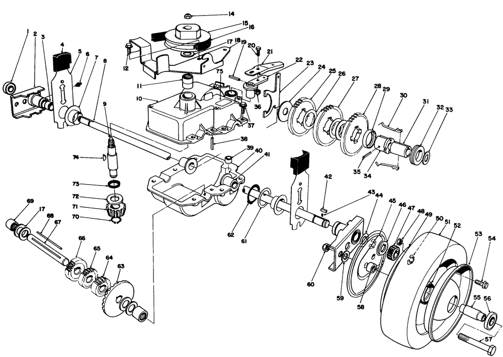 Gear Case Assembly (Model 22035) Diagram and Parts List for 22035 9000001 - 9006453 Toro Lawn Mower