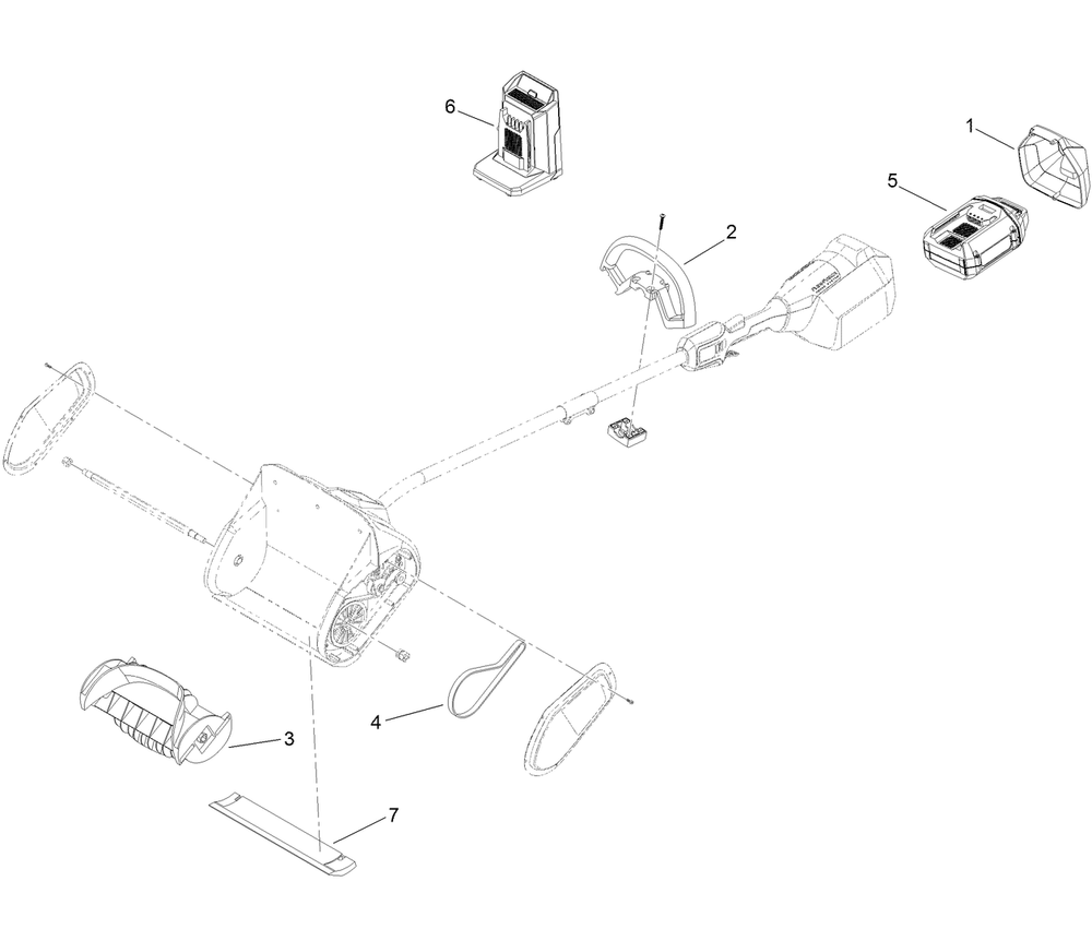 60v Cordless Power Shovel Assembly Diagram and Parts List for 39909 323000000 - 999999999 Toro Power Broom