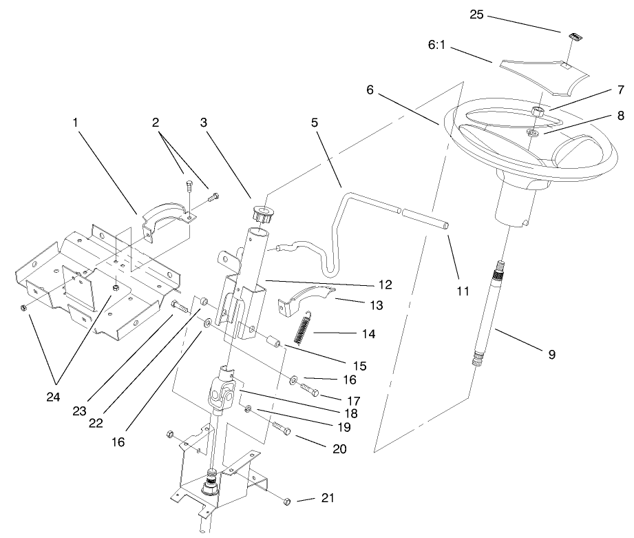Steering Wheel & Tilt Assembly Diagram and Parts List for 72047 9900001 - 9999999 Toro Lawn Tractor