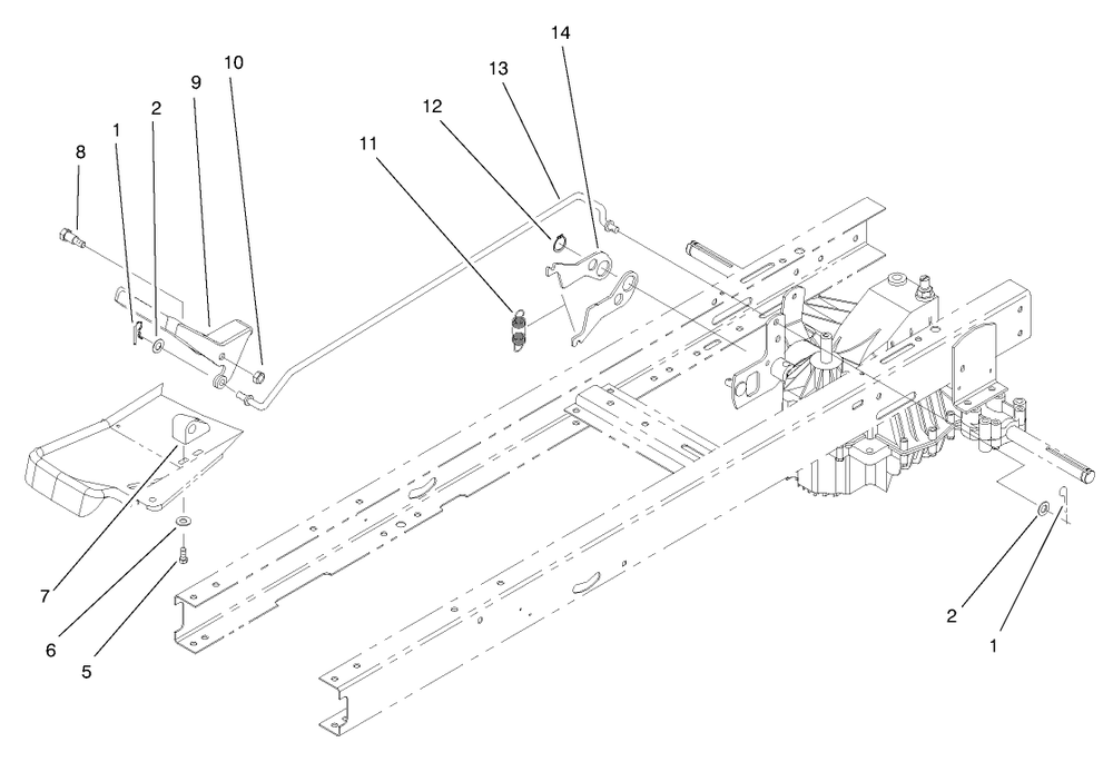 Speed Control Assembly Diagram and Parts List for 71219 7900001 - 7999999 Toro Lawn Tractor