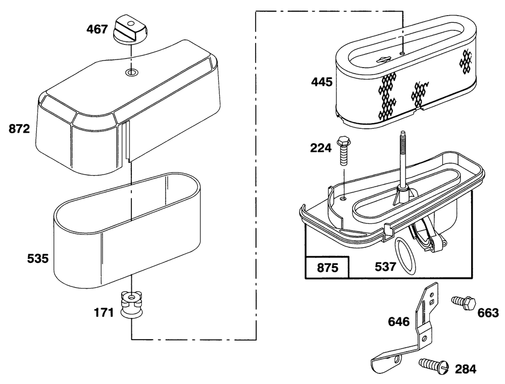 Engine Briggs & Stratton Model 283707-0156-01 Diagram and Parts List for 71201 6900001 - 6999999 Toro Lawn Tractor