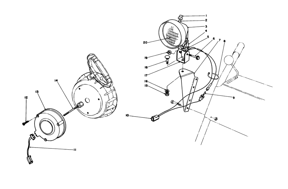 Light Kit No. 54-9821 (Optional) Diagram and Parts List for 38052 7000001 - 7999999 Toro Snow Blower