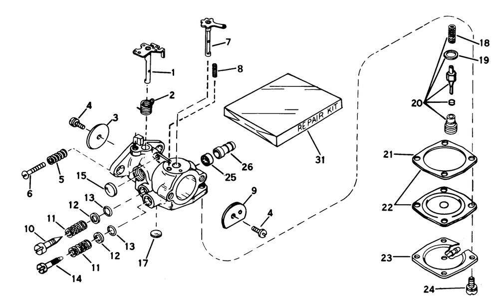 Carburetor No. 631887 Diagram and Parts List for 38020 8000001 - 8999999 Toro Snow Blower