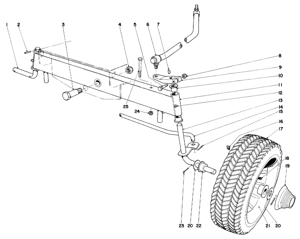 Front Axle Assembly Diagram and Parts List for 57111 1000001 - 1999999 Toro Lawn Tractor