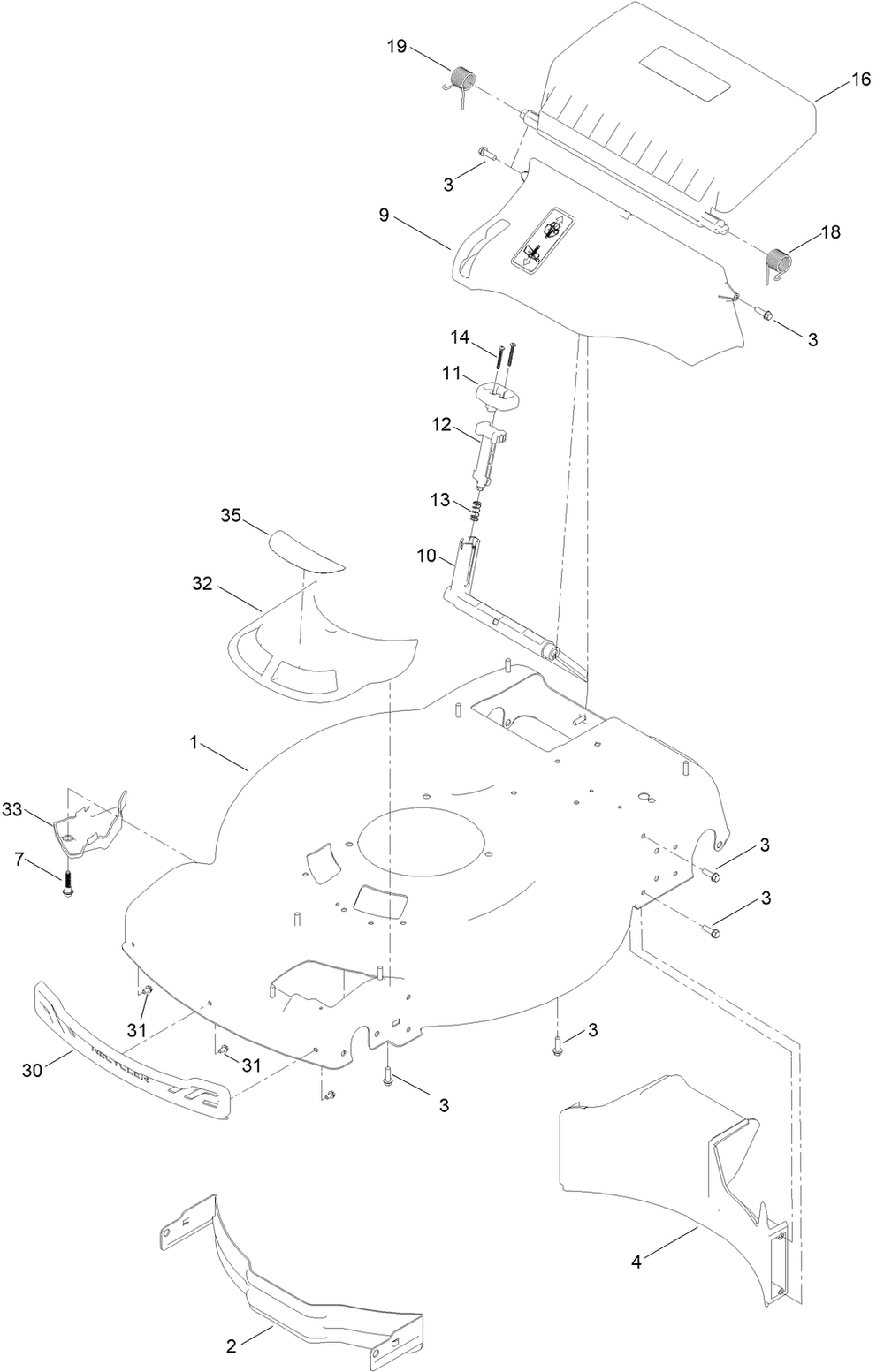 Housing Assembly Diagram and Parts List for 21772 400000000 - 409999999 Toro Lawn Mower