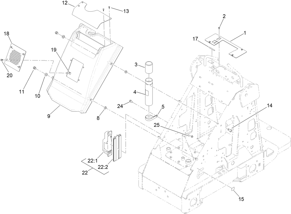 Hood Assembly Diagram and Parts List for 22218G 411800000 - 999999999 Toro Lawn Tractor Accessories