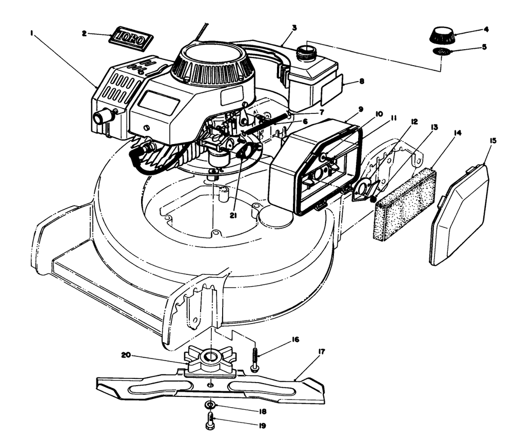 Engine Assembly Diagram and Parts List for 20745 4000001 - 4999999 Toro Lawn Mower
