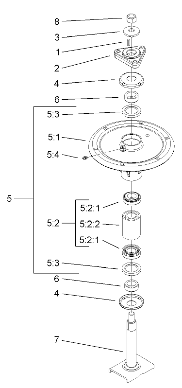 Spindle Assembly Diagram and Parts List for 74269 (240000001-240999999)(2004) Toro Lawn Mower