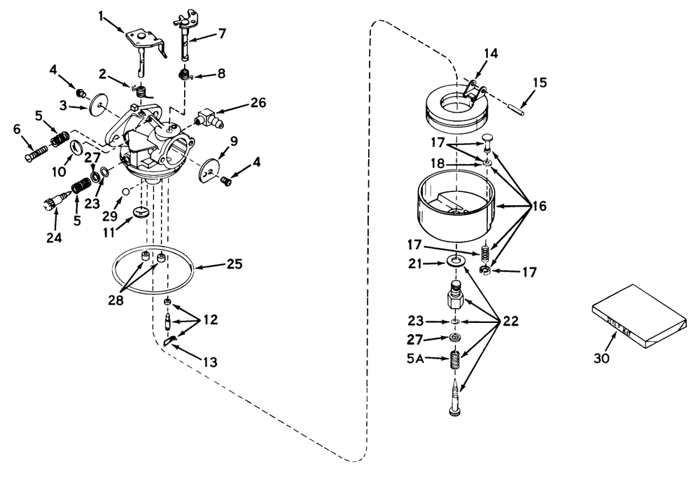 Carburetor No. 631003a Diagram and Parts List for 17601 9000001 - 9999999 Toro Lawn Mower