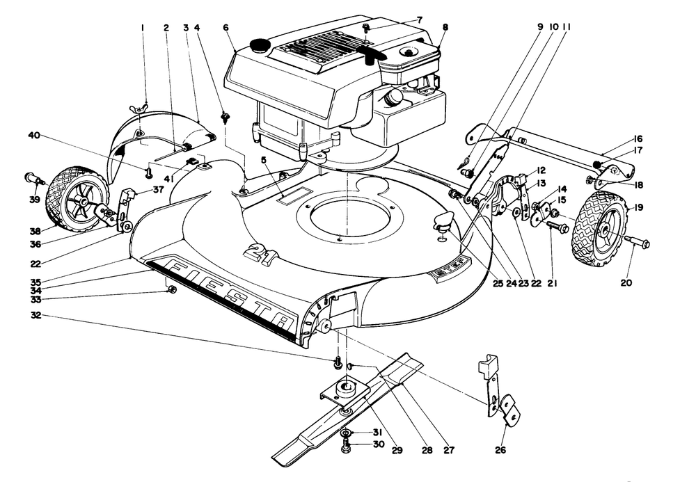 Housing And Engine Assembly Model No-S. 16000 And 16111 Diagram and Parts List for 16000 1000001 - 1999999 Toro Lawn Mower