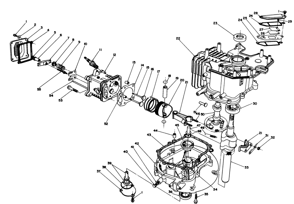 Crankcase Assembly (Continued)(Engine No. Vmj8) Diagram and Parts List for 26620CG 9000001 - 9999999 Toro Lawn Mower