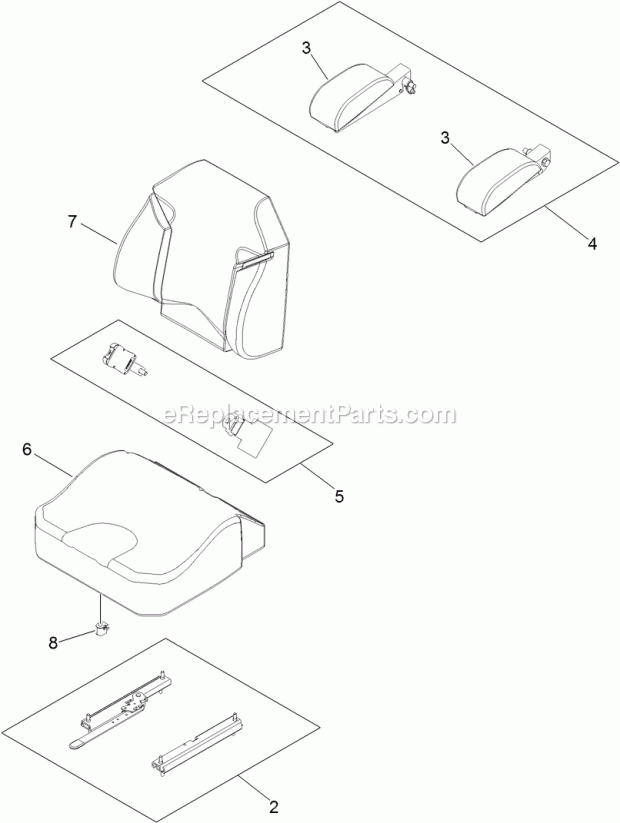 Seat Assembly No. 116-0035 Diagram and Parts List for 74915CP 311000001-311999999 Toro Lawn Mower