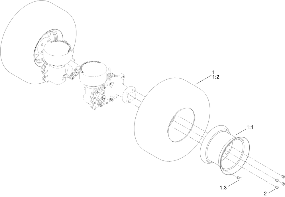 Rear Wheel Assembly Diagram and Parts List for 74057 400000000 - 416414583 Toro Lawn Tractor