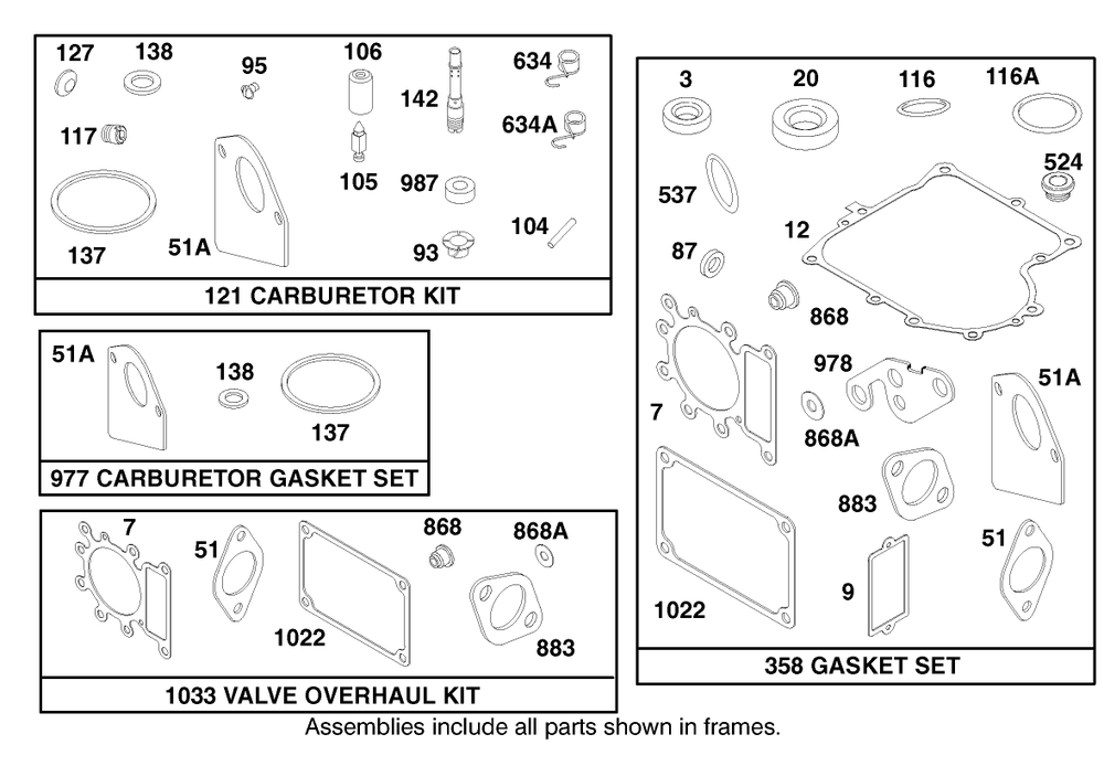 Engine Briggs & Stratton Model 28q777-0668-E1 Diagram and Parts List for 71196 8900001 - 8999999 Toro Lawn Tractor