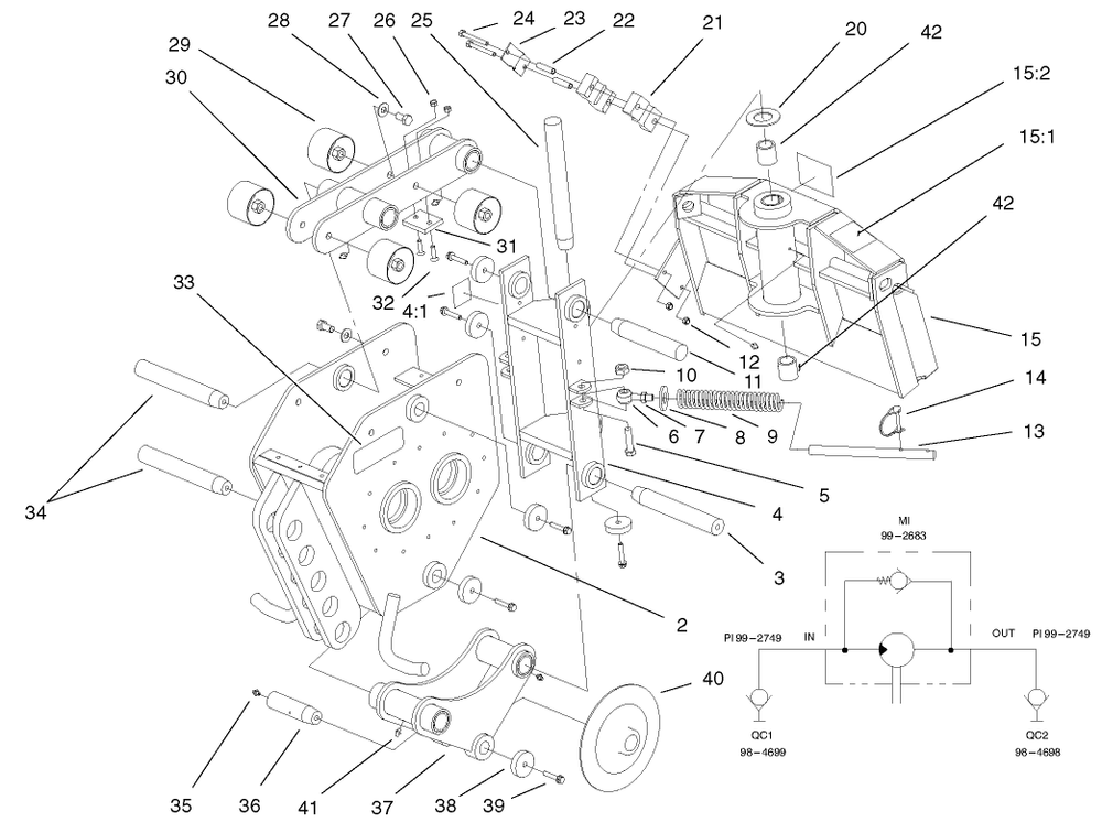 Vibratory Plow Assembly Diagram and Parts List for 22437 990001 - 999999 Toro Lawn Tractor Accessories