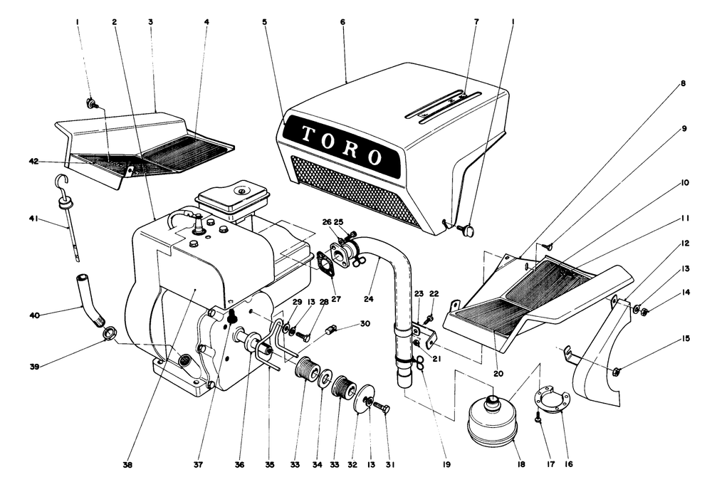 Engine Assembly Diagram and Parts List for 3108 2000001 - 2999999 Toro Lawn Tractor Accessories
